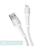 Дата-кабель USB Deppa Armor Usb - Ligtning (72519) 2.4A (1м) нейлон, белый - фото 92349