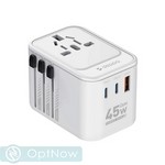 Адаптер сетевой для путешествий Deppa GaN 45W (11452) PD 3.0, QC 3.0 (2Type-C + USB-A) белый - фото 92422