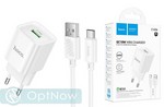 Адаптер питания Hoco C145A Charm single port QC3.0 mini charger с кабелем Usb - Type-C, белый - фото 92552