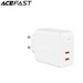 Адаптер питания Acefast A9 PD40W (2 Type-C) dual port charger white - фото 92548